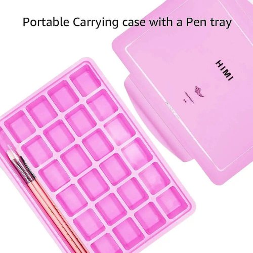 HIMI Jelly Cup Gouache Set Guaj Boya Seti 24 Renk x 30g + 3 Fırça (Pink Case)
