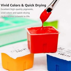 HIMI Jelly Cup Gouache Set Guaj Boya Seti 24 Renk x 30g + 3 Fırça (Pink Case) - Thumbnail