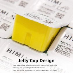 HIMI Jelly Cup Gouache Set Guaj Boya Seti 24 Renk x 30g + 3 Fırça (Pink Case) - Thumbnail