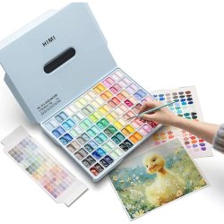 HIMI - HIMI Twin Cup Gouache Set Guaj Boya Seti 112 Renk x 12g (Ice Blue Case)