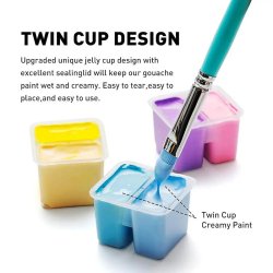 HIMI Twin Cup Gouache Set Guaj Boya Seti 112 Renk x 12g (Ice Blue Case) - Thumbnail