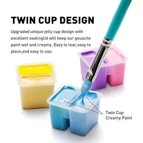 HIMI Twin Cup Gouache Set Guaj Boya Seti 112 Renk x 12g (Ice Blue Case)