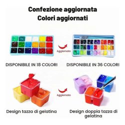 HIMI Twin Cup Gouache Set Guaj Boya Seti 36 Renk x 12g + 3 Fırça (Ice Blue Case) - Thumbnail