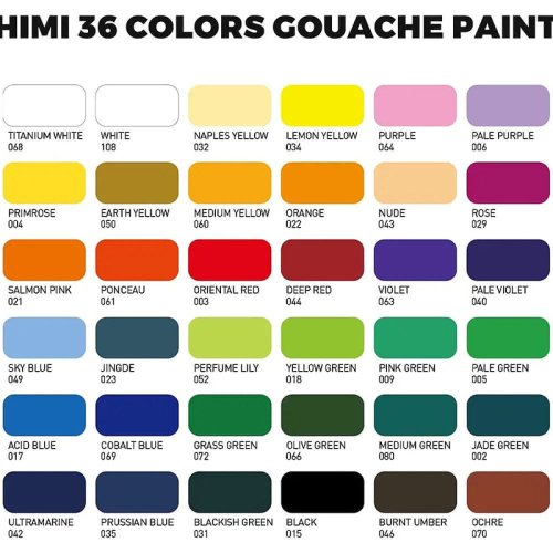 HIMI Twin Cup Gouache Set Guaj Boya Seti 36 Renk x 12g + 3 Fırça (Ice Blue Case)