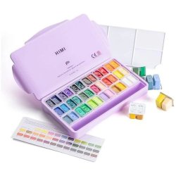 HIMI - HIMI Twin Cup Gouache Set Guaj Boya Seti 36 Renk x 12g (Purple Case)