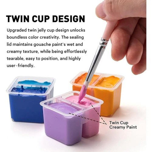 HIMI Twin Cup Gouache Set Guaj Boya Seti 36 Renk x 12g (Purple Case)