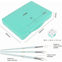 HIMI Twin Cup Gouache Set Guaj Boya Seti 48 Renk x 12g + 3 Fırça (Green Case) - Thumbnail