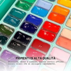 HIMI Twin Cup Gouache Set Guaj Boya Seti 48 Renk x 12g + 3 Fırça (Green Case) - Thumbnail