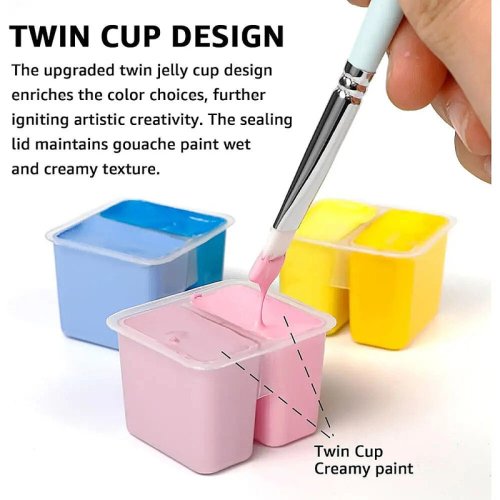 HIMI Twin Cup Gouache Set Guaj Boya Seti 48 Renk x 12g + 3 Fırça (Green Case)