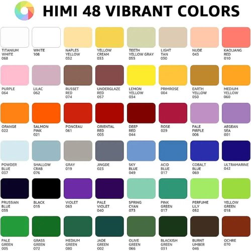 HIMI Twin Cup Gouache Set Guaj Boya Seti 48 Renk x 12g + 3 Fırça (Green Case)