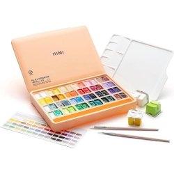 HIMI - HIMI Twin Cup Gouache Set Guaj Boya Seti 48 Renk x 12g + 3 Fırça (Peach Fuzz Case)