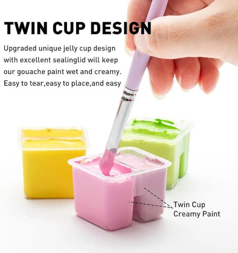 HIMI Twin Cup Gouache Set Guaj Boya Seti 48 Renk x 12g + 3 Fırça (Peach Fuzz Case)