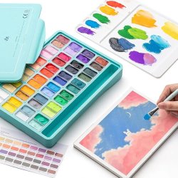 HIMI Twin Cup Gouache Set Guaj Boya Seti 48 Renk x 12g (Green Case) - Thumbnail