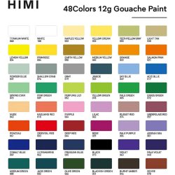 HIMI Twin Cup Gouache Set Guaj Boya Seti 48 Renk x 12g (Green Case) - Thumbnail