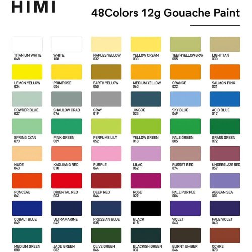HIMI Twin Cup Gouache Set Guaj Boya Seti 48 Renk x 12g (Green Case)
