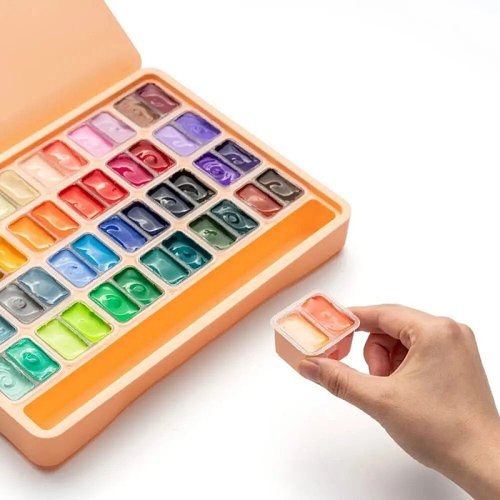 HIMI Twin Cup Gouache Set Guaj Boya Seti 48 Renk x 12g (Peach Fuzz Case)