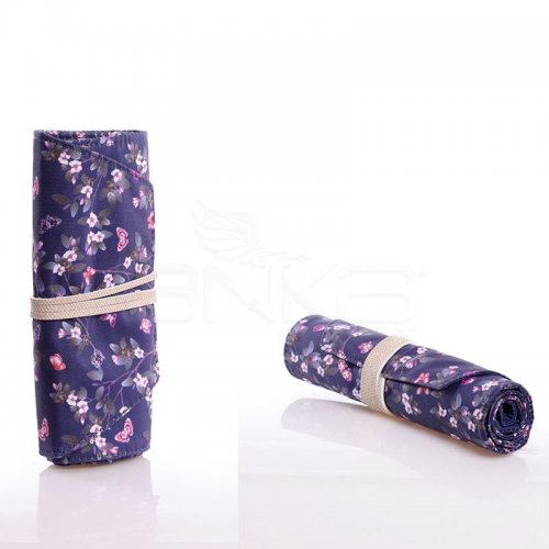 Kaukko Roll Art Kalem Çantası Lacivert Çiçekli Kod:K2191