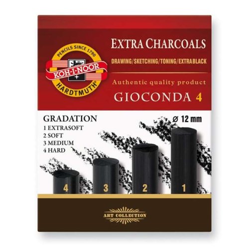 Koh-i-Noor Gioconda Extra Charcoals 4lü Set Extra Soft 8694 Black