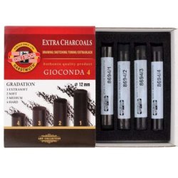 Koh-i-Noor - Koh-i-Noor Gioconda Extra Charcoals 4lü Set Extra Soft 8694 Black (1)