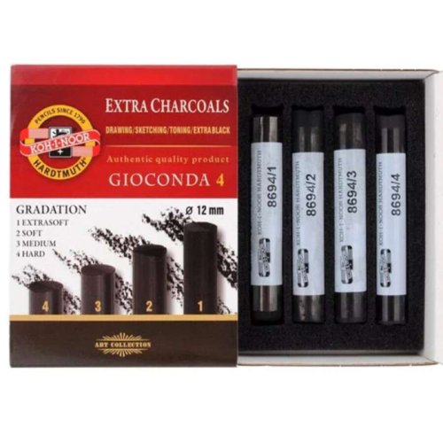 Koh-i-Noor Gioconda Extra Charcoals 4lü Set Extra Soft 8694 Black