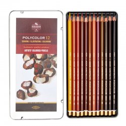 Koh-i-Noor - Koh-i-Noor Polycolor Kuru Boya Kalemi 12li Set Kahve Tonlar 3822