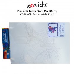 Kosida - Kosida Desenli Tuval Seti 35x50cm Geometrik Kedi No:KDTS-08