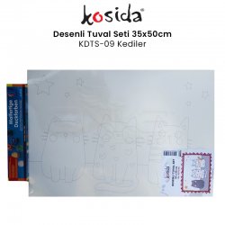 Kosida - Kosida Desenli Tuval Seti 35x50cm Kediler No:KDTS-09