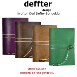 Krafton Boncuklu Deri Defter - Thumbnail
