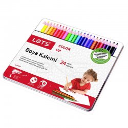 Lets - Lets 24 Renk Boya Kalemi Metal Kutu