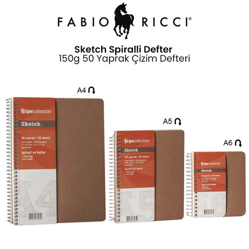 Fabio Ricci Sketch Spiralli Defter 150g 50 Yaprak Çizim Defteri