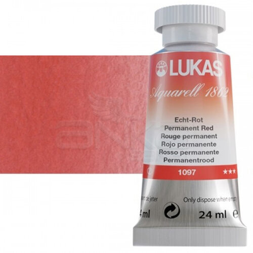 Lukas Aquarell 1862 Artist 24ml Sulu Boya 1097 Permanent Red Seri 2 - 1097 Permanent Red