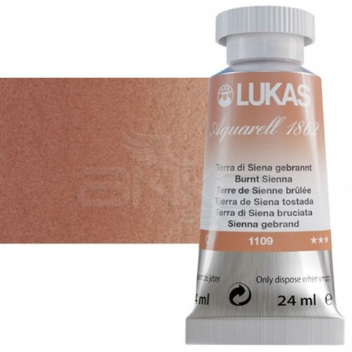 Lukas Aquarell 1862 Artist 24ml Sulu Boya 1109 Burnt Sienna Seri 2 - 1109 Burnt Sienna