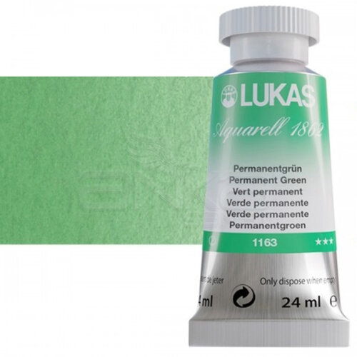 Lukas Aquarell 1862 Artist 24ml Sulu Boya 1163 Permanent Green Seri 2 - 1163 Permanent Green