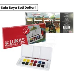 Lukas - Lukas Sulu Boya Takımı Tablet 12 Renk Defterli