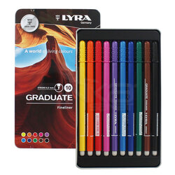 Lyra Graduate Fineliner İnce Uçlu Kalem 0.5mm 10lu Set - Thumbnail