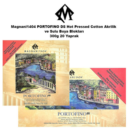Magnani1404 PORTOFINO DS Hot Pressed Cotton Akrilik ve Sulu Boya Blokları 300g 20 Yaprak