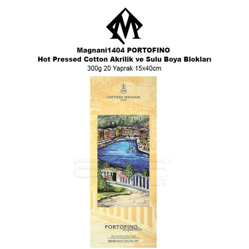 Magnani1404 PORTOFINO Hot Pressed Cotton Akrilik ve Sulu Boya Blokları 300g 20 Yaprak 15x40cm