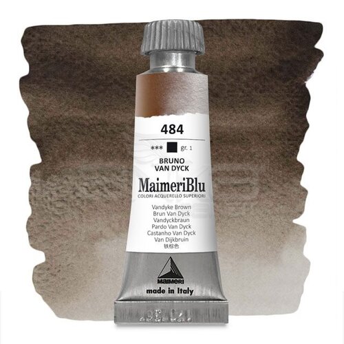 Maimeri Blu Tüp Sulu Boya 12 ml S1 No:484 Vandyke Brown - 484 Vandyke Brown