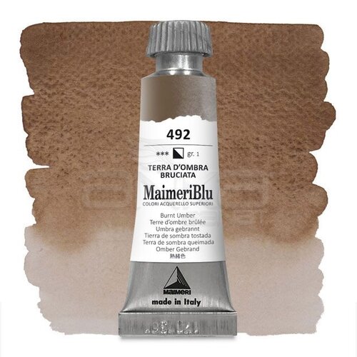 Maimeri Blu Tüp Sulu Boya 12 ml S1 No:492 Burnt Umber - 492 Burnt Umber