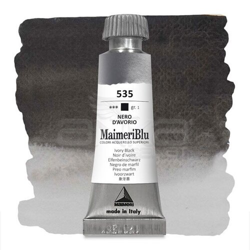 Maimeri Blu Tüp Sulu Boya 12 ml S1 No:535 Ivory Black - 535 Ivory Black