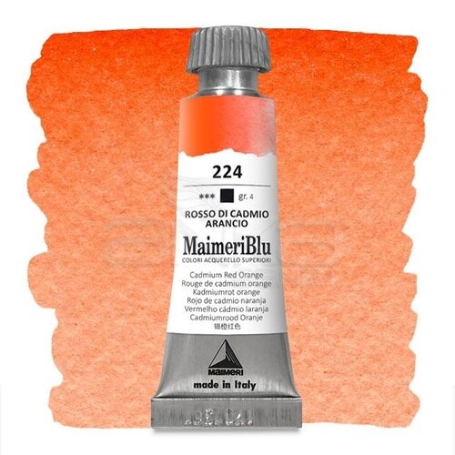 Maimeri Blu Tüp Sulu Boya 12 ml S4 No:224 Cadmium Red Orange - 224 Cadmium Red Orange