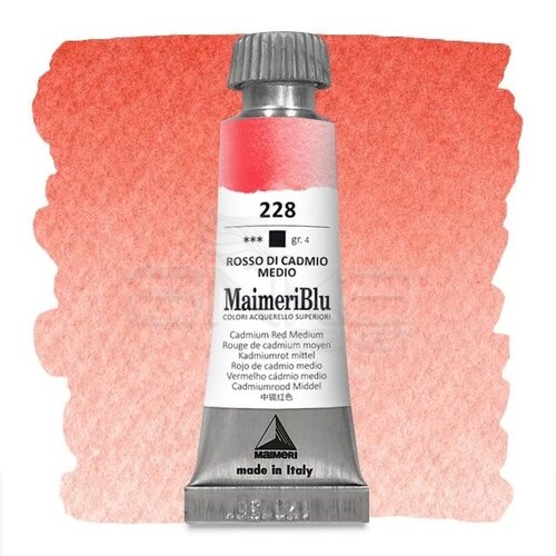 Maimeri Blu Tüp Sulu Boya 12 ml S4 No:228 Cadmium Red Medium - 228 Cadmium Red Medium