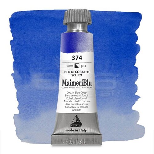 Maimeri Blu Tüp Sulu Boya 12 ml S4 No:374 Cobalt Blue Deep - 374 Cobalt Blue Deep