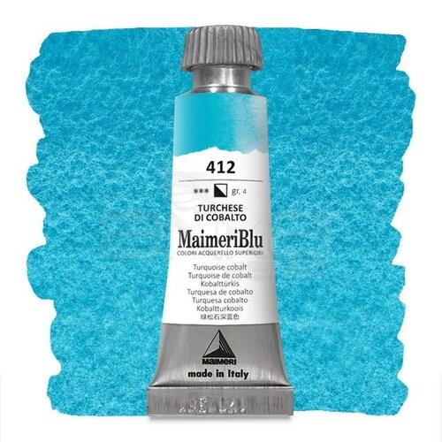 Maimeri Blu Tüp Sulu Boya 12 ml S4 No:412 Turquoise Cobalt - 412 Turquoise Cobalt