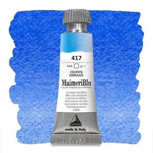Maimeri Blu Tüp Sulu Boya 12 ml S4 No:417 Cerulean Sky Blue - 417 Cerulean Sky Blue