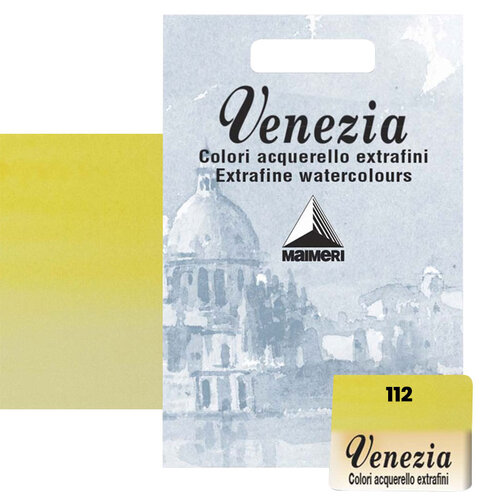 Maimeri Venezia Yarım Tablet Sulu Boya No:112 Permanent Yellow Lemon - 112 Permanent Yellow Lemon