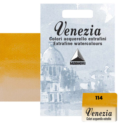 Maimeri Venezia Yarım Tablet Sulu Boya No:114 Permanent Yellow Deep - 114 Permanent Yellow Deep