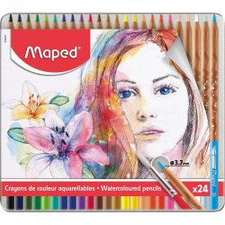 Maped - Maped Watercoloured Pencils Sulu Boya Kalem Seti 3.7mm 24lü