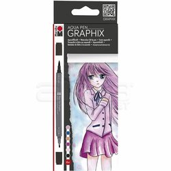 Marabu - Marabu Graphix Aqua Pen 6lı Set Make Manga