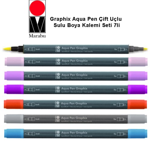 Marabu Graphix Aqua Pen Çift Uçlu Sulu Boya Kalemi 7li Set 2
